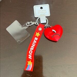 Bad Bunny Red Heart Love Keychain Rainbow Strap purse charm cell phone charm nwt